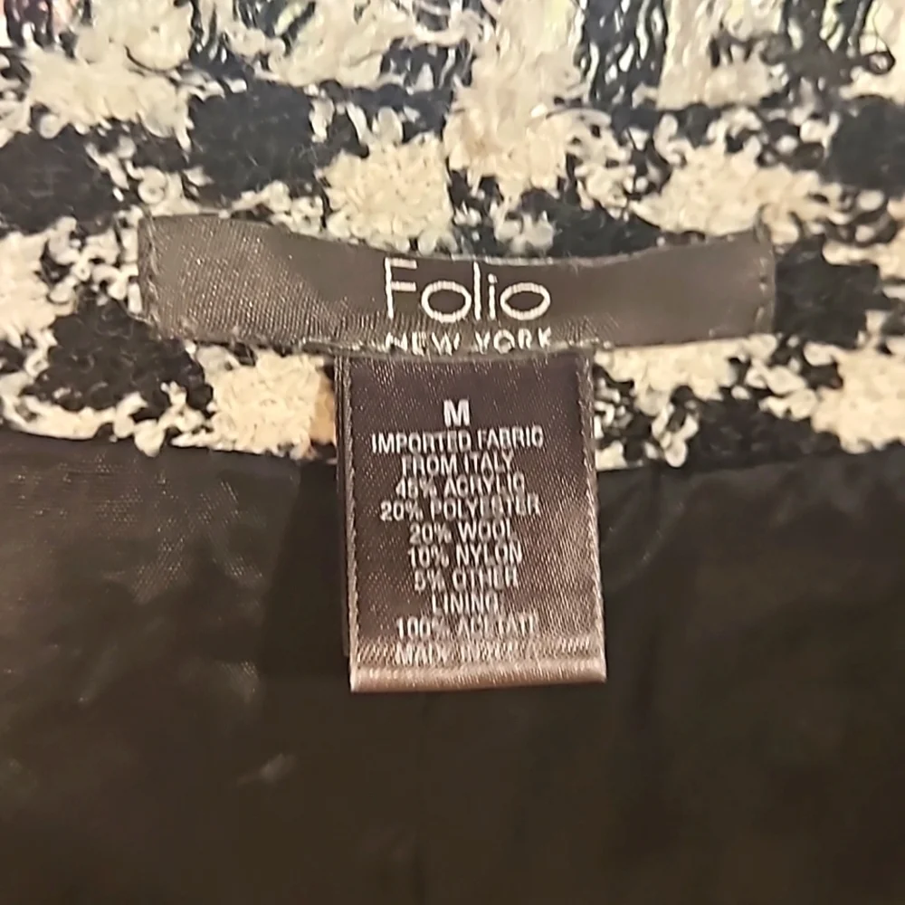 FOLIO Vintage Wool Blend Houndstooth Long Jacket and Skirt 2 pc. Set. - Picture 2 of 6